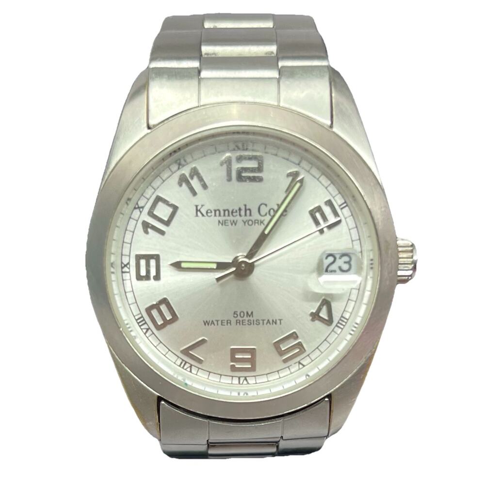 Kenneth Cole Watch Quartz Date Luminous Hands Stainless Steel 50mWR